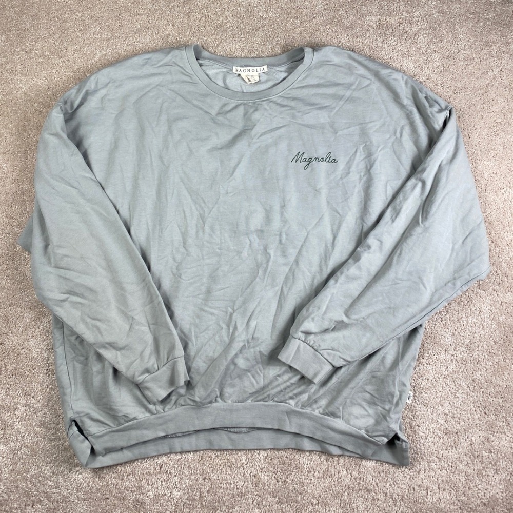 Magnolia Joanna Gaines Sweatshirt Womens XL Sage‎ Green Embroidered Pullover USA